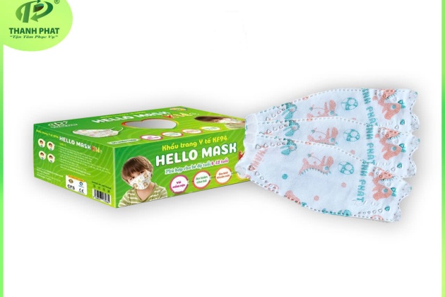 Khẩu Trang Em Bé Hello Kids KF94 ( Họa Tiết Khủng Long - 50 cái/hộp )